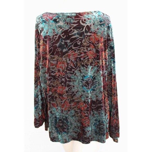 Chico's Design 3 XL 16 18 Burn-out Velvet Celestial Nights Jewel Tone Top - Picture 3 of 6